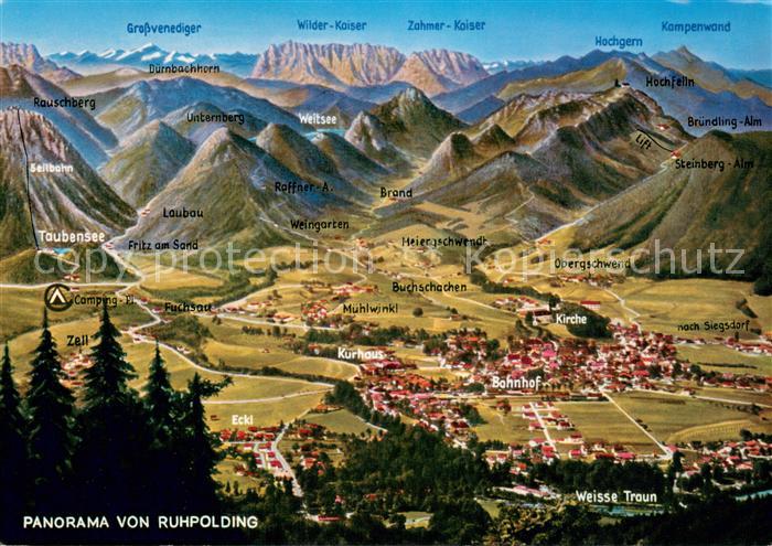 Ruhpolding Bayern Gesamtansicht mit Alpenpanorama