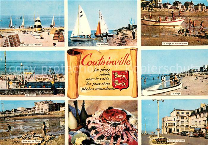 Coutainville Vues d ensemble la plage et les voiliers Piscine Place Crustacés