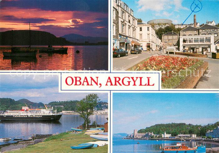 Oban Teilansichten Hochseeschiff Abendstimmung im Hafen