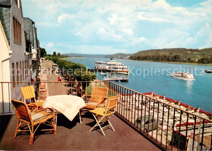 Bad Breisig Blick auf den Rhein Bootsanleger Rheinfaehre