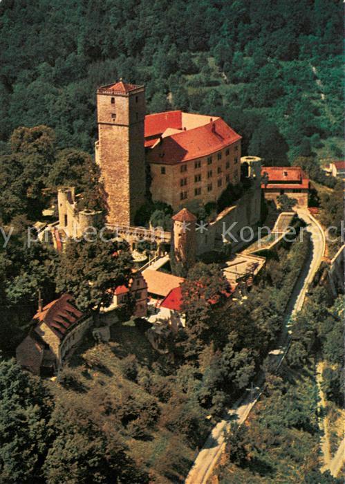 Neckarmuehlbach Burg Guttenberg ueber dem Neckartal Fliegeraufnahme