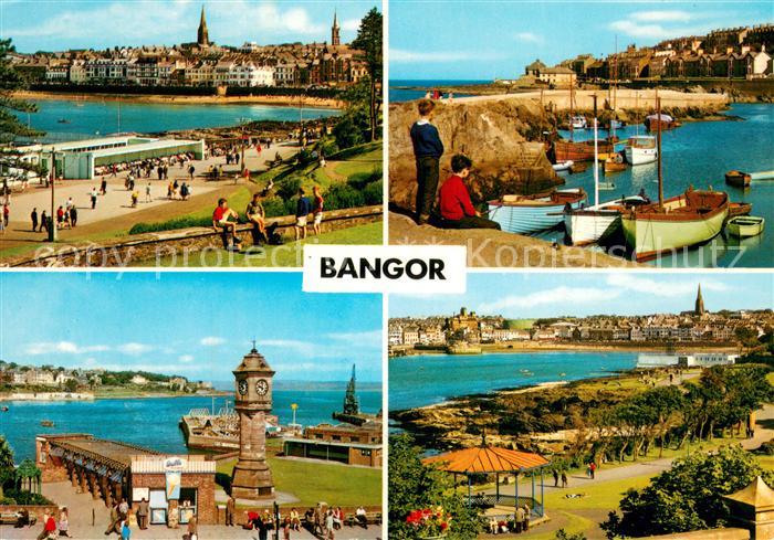 Bangor Down Teilansichten Promenade Stranduhr Hafen