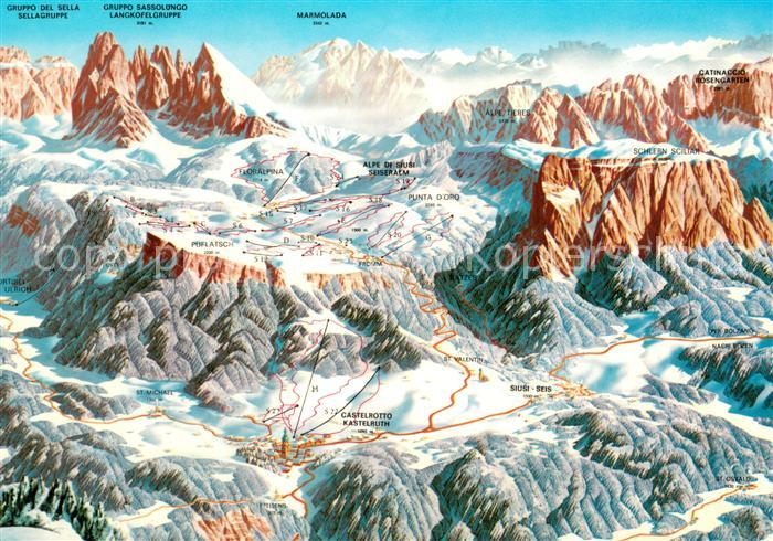 Kastelruth Suedtirol Seis und Seiseralm aus der Vogelperspektive