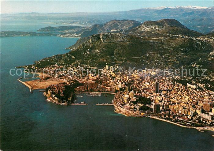 Monaco Vue aerienne en haut a droite le Turbie au fond Beaulieu Villefranche et