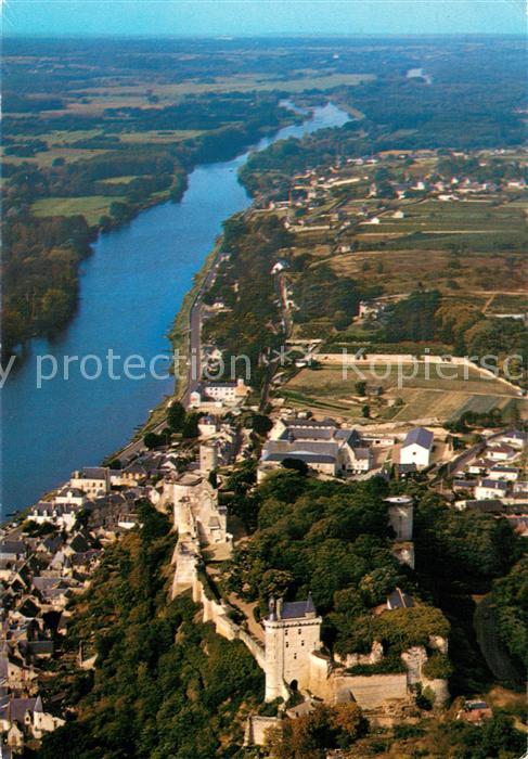 Chinon Indre et Loire Le chateau et la Vienne Vue aerienne