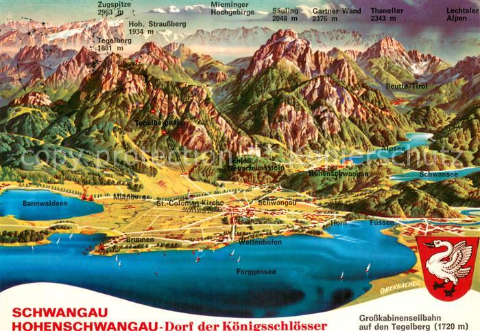 Schwangau mit Hohenschwangau Panoramakarte