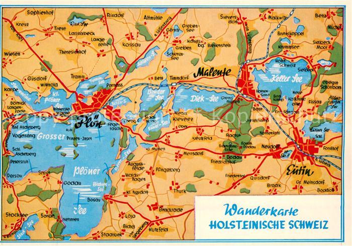 Malente-Gremsmuehlen und Umgebung Wanderkarte Holsteinische Schweiz