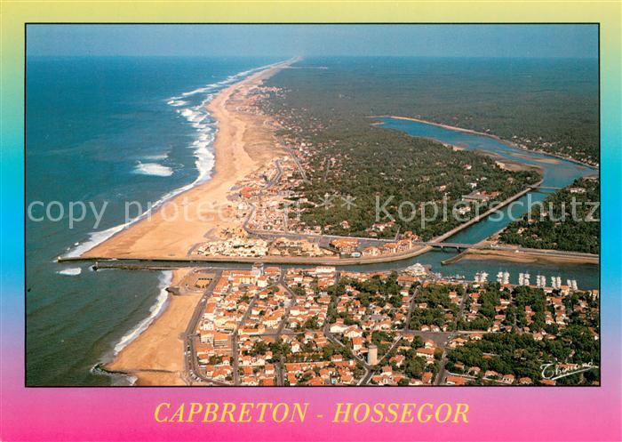 Capbreton Estacade Port Hossegor Plage et le lac dans le fon Seignosse Côte Land