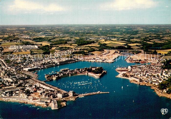 Concarneau Finistere Plage Port la ville close et le pont vu