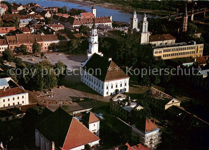 Kaunas Kowno Ansicht mit Kirche Fliegeraufnahme