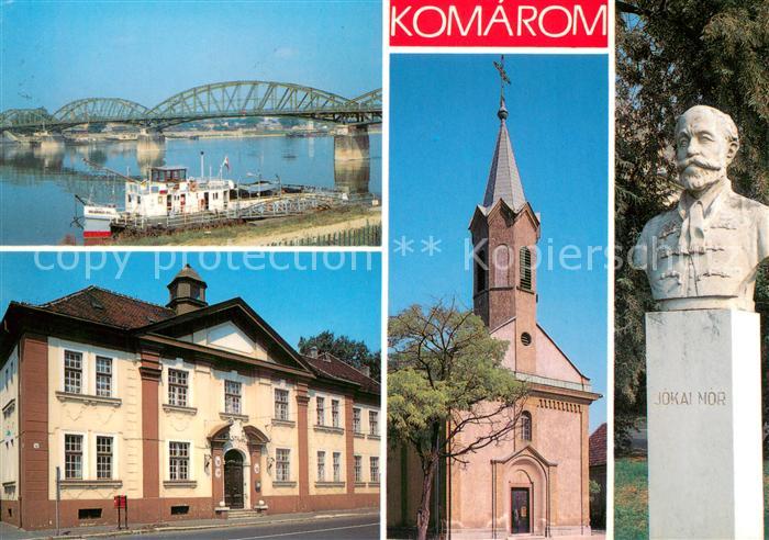 Komarom Komarno Slovakia Gebaeude Innenstadt Kirche Jokai Mor Denkmal Donau Brue