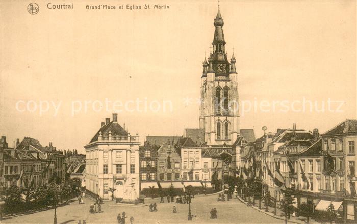 Courtrai KORTRIJK Flandre Belgie Grand Place et Eglise St Martin