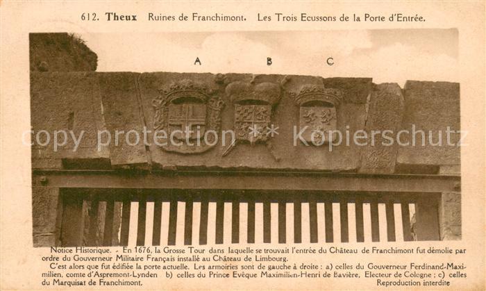 Theux Ruines de Franchimont Les Trois Ecussons de la Porte d Entree