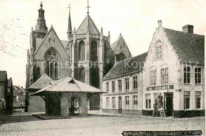 Dixmude Marche aux poissons et Eglise St Nicolas