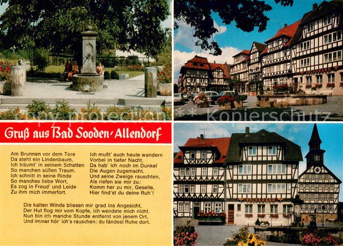 Bad Sooden-Allendorf Zimmersbrunnen Alte Linde 1912 gepflanzt Fachwerkhaeuser