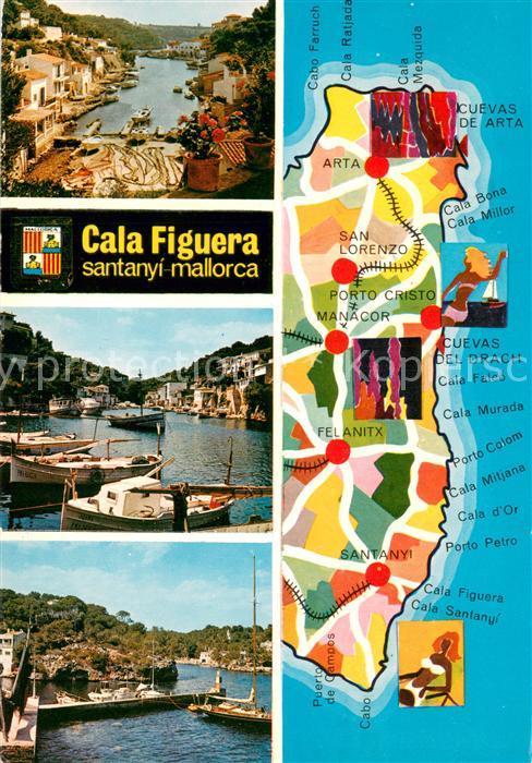 Cala Figuera Mallorca Teilansichten Fischerhafen uebersichtskarte