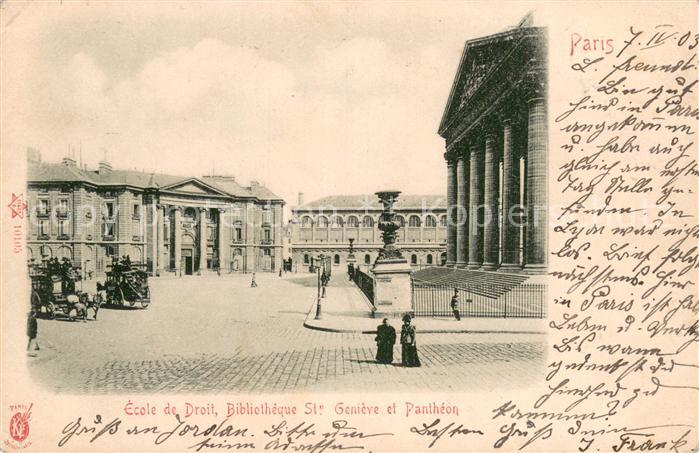 Paris 75 Ecole de Droit Bibliothèque Sainte Genieve et Panthéon