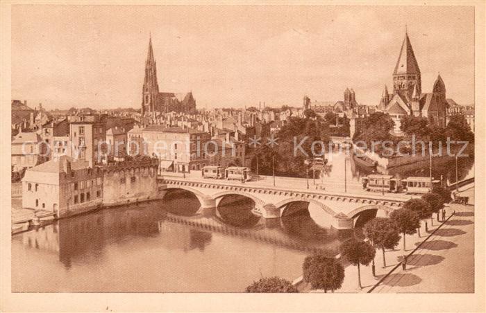 Metz  57 Moselle Panorama mit Mittelbruecke