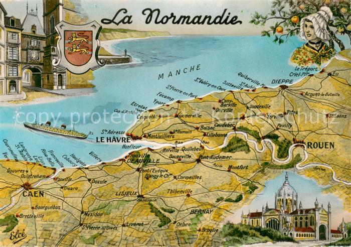 Le Havre Landkarte Kuestenregion Normandie