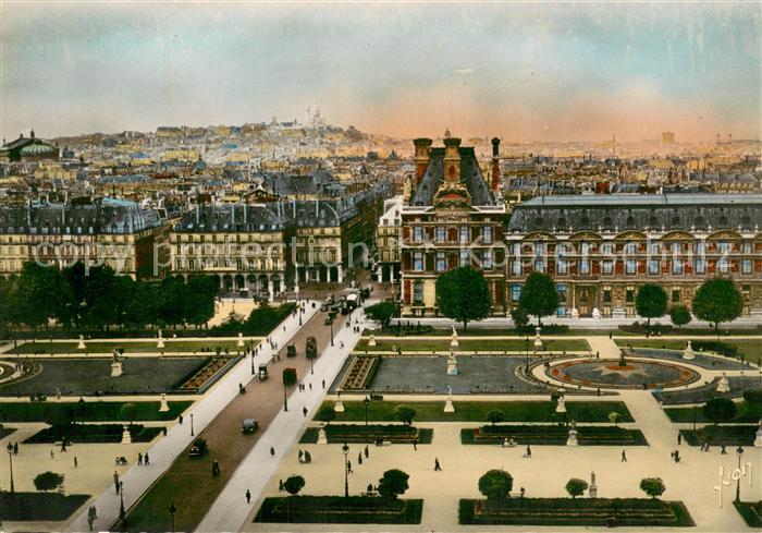 Paris 75 en flanant Perspective sur le Jardin des Tulleries la butte Montmartre