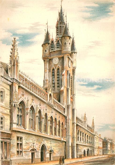 Douai 59 Le beffroi Dessin Kuenstlerkarte