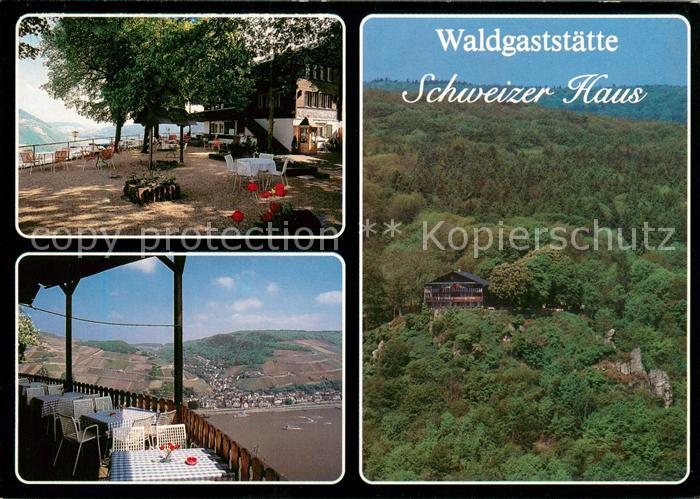Trechtingshausen Waldgaststaette Schweizer Haus Terrasse Fernsicht Fliegeraufnah