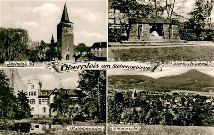 Oberpleis Kirchplatz Turm Kriegerehrenmal Mathildenheim Totalansicht