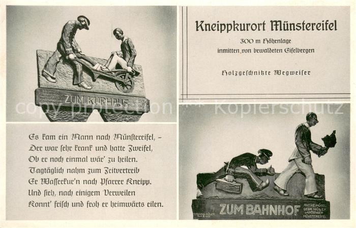 Bad Muenstereifel Holzgeschnitzte Wegweiser Kneippkurort