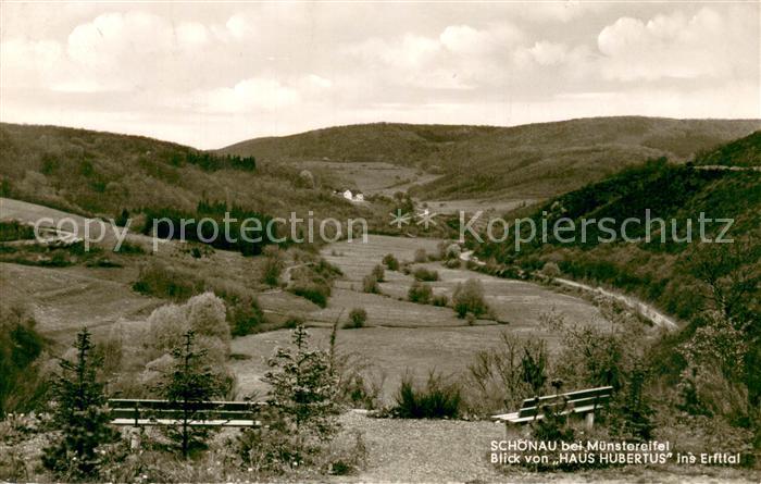 Schoenau Eifel Panorama Blick von Haus Hubertus ins Erfttal