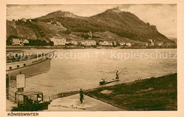Koenigswinter Rheinfaehre Blick zum Petersberg