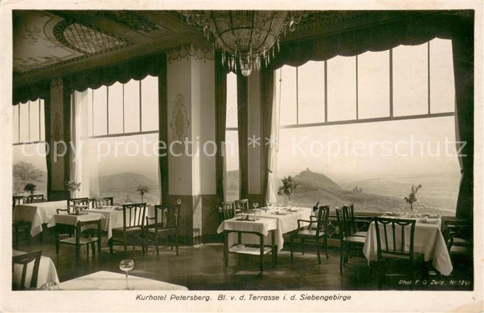 Koenigswinter Kurhotel Petersberg Terrasse Blick ins Siebengebirge