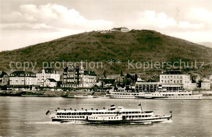 Koenigswinter Blick ueber den Rhein Petersberg Hotel Rheinfaehre