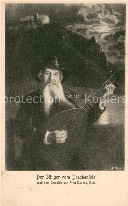Koenigswinter Der Saenger vom Drachenfels nach Gemaelde von Fritz Koenen Kuenstl
