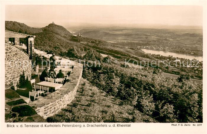Koenigswinter Blick von Terrasse des Kurhotels Petersberg Drachenfels Rheintal