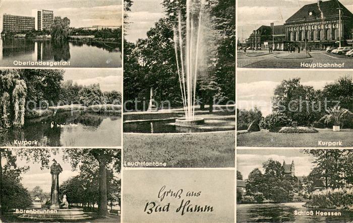 Bad Hamm Oberlandesgericht Kurpark Leuchtfontaene Baerenbrunnen Bahnhof Schloss