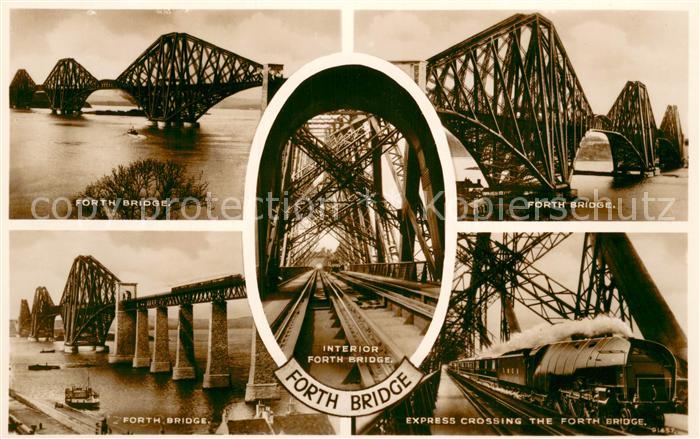 South Queensferry Forth Bridge Express Train Valentines Postcard