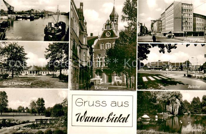 Wanne-Eickel Hafen Sol- und Thermalbad Parkanlagen Rathaus Glueckauf-Haus Bahnho