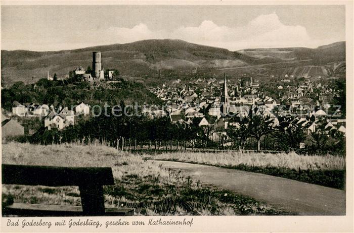 Bad Godesberg Stadtpanorama mit Blick zur Godesburg gesehen vom Katharinenhof