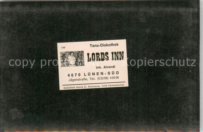 Luenen UNNA NRW Tanz Diskothek Lords Inn Visitenkarte