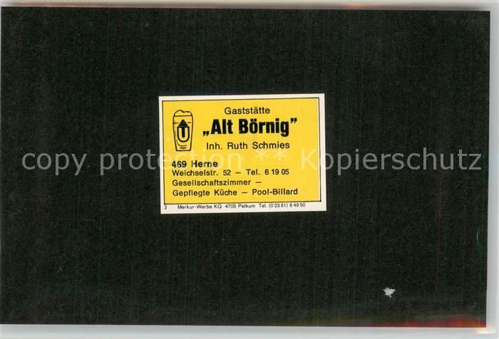 Boernig Sodingen Gaststaette Alt Boernig Visitenkarte