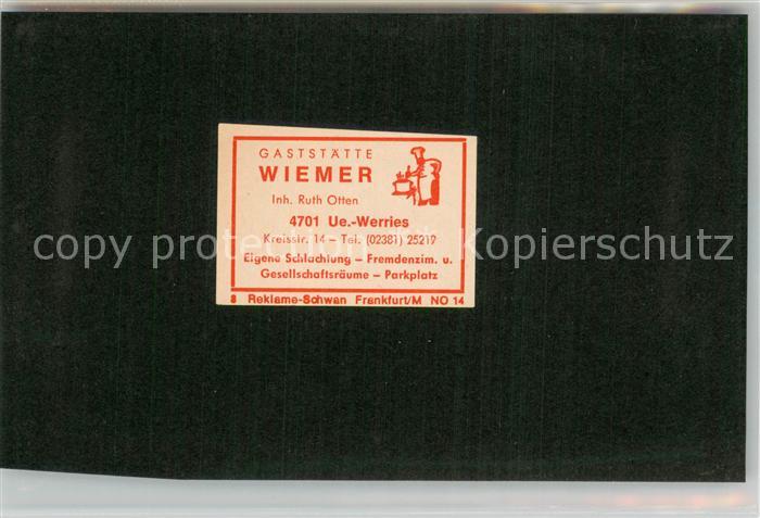 Werries Uentrop Gaststaette Wiemer Visitenkarte