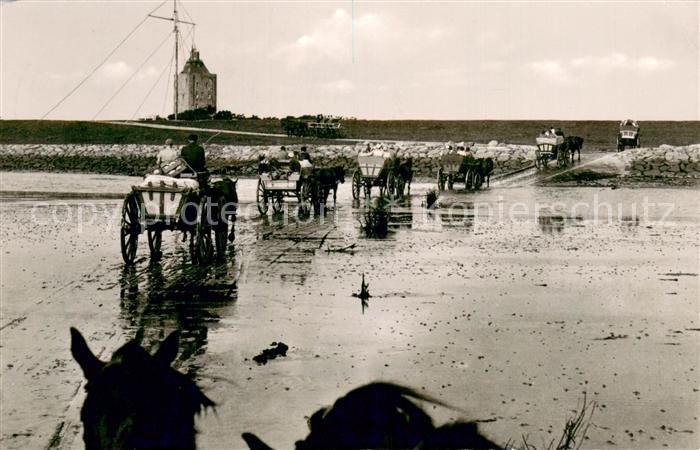 Neuwerk Cuxhaven Nordseebad Nordseeheilbad Insel Ankunft der Wattwagen von Duhne