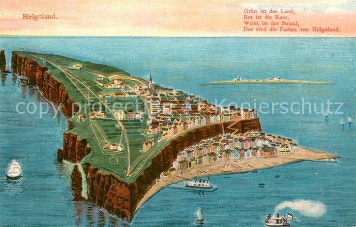 HELGOLAND Insel Schleswig-Holstein Gr?n ist das Land Rot ist die Kant Weiss ist
