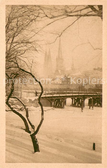 LueBECK  CITY Dankwartsbruecke Winterszene