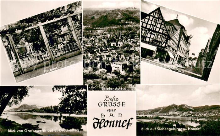 Bad Honnef Fliegeraufnahme Kurhaus Hauptstrasse Siebengebirge Drachenfels