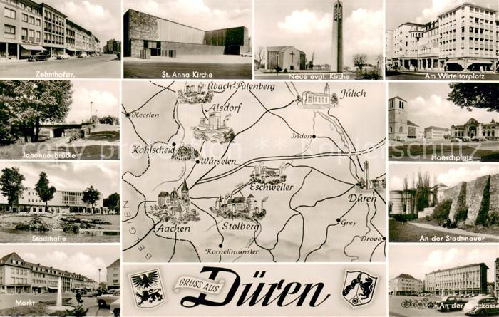 Dueren Rheinland Markt Stadthalle Johannesbruecke Zehnthofstrasse St.Anna Kirche
