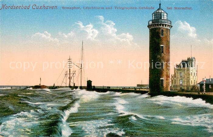 Cuxhaven Duhnen Nordseebad Semaphor Leuchtturm und Telegraphen- Gebaeude
