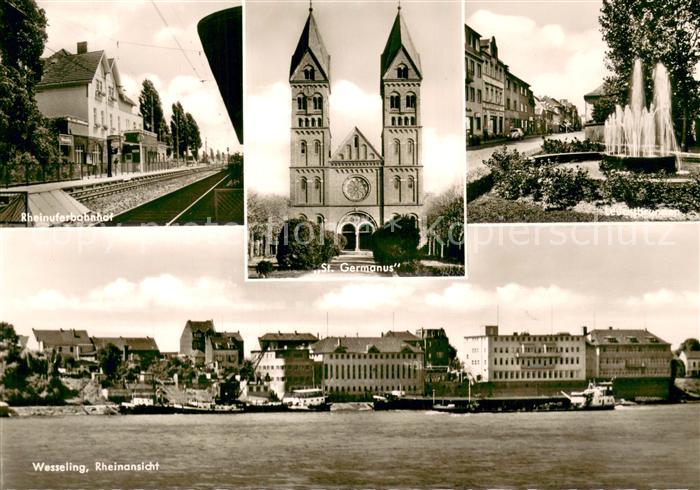 Wesseling Rheinansicht Rheinuferbahnhof St.Germanus Leuchtbrunnen