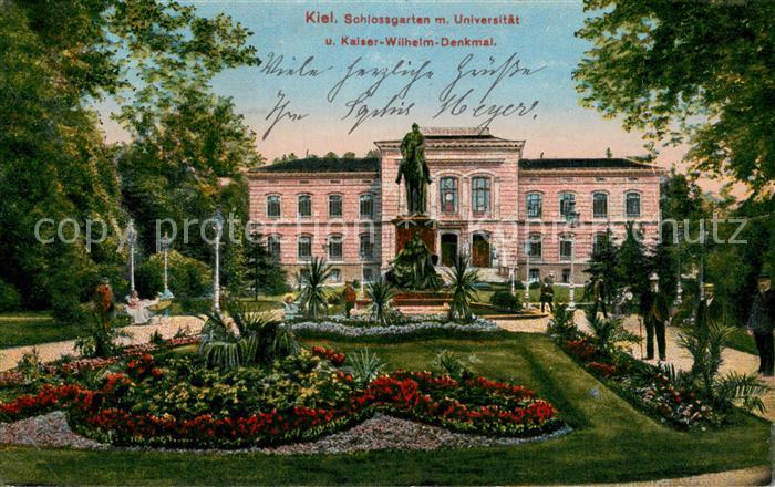 KIEL  CITY Schlossgarten mit Universitaet und Kaiser Wilhelm Denkmal