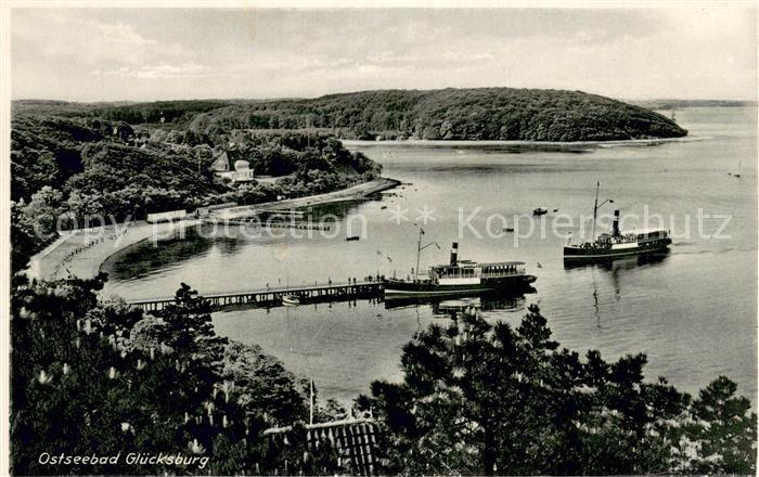 Gluecksburg Ostseebad Panorama Schiffsanlegestelle